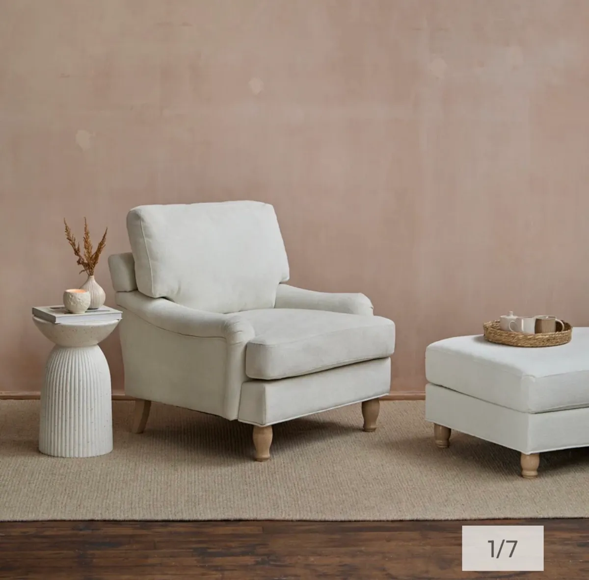 Armchair and footstool - Image 1