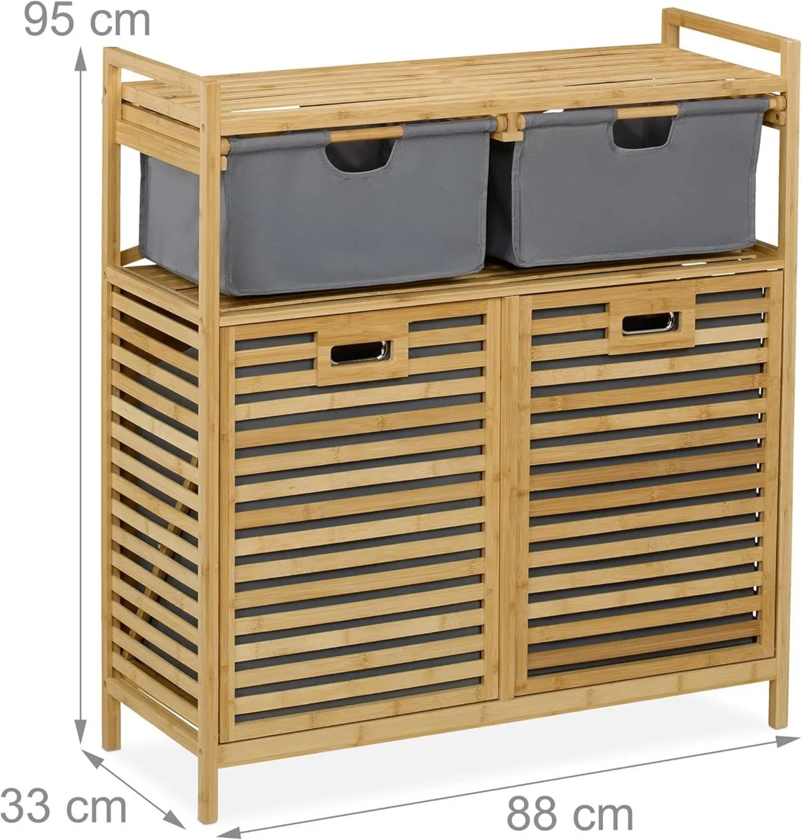 Laundry Basket Rack 2 Fabric Hampers 40 L Each - Image 3