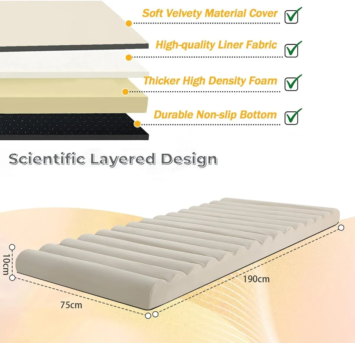 Roll Up Floor Mattress Single 10cm Thick High - Image 3