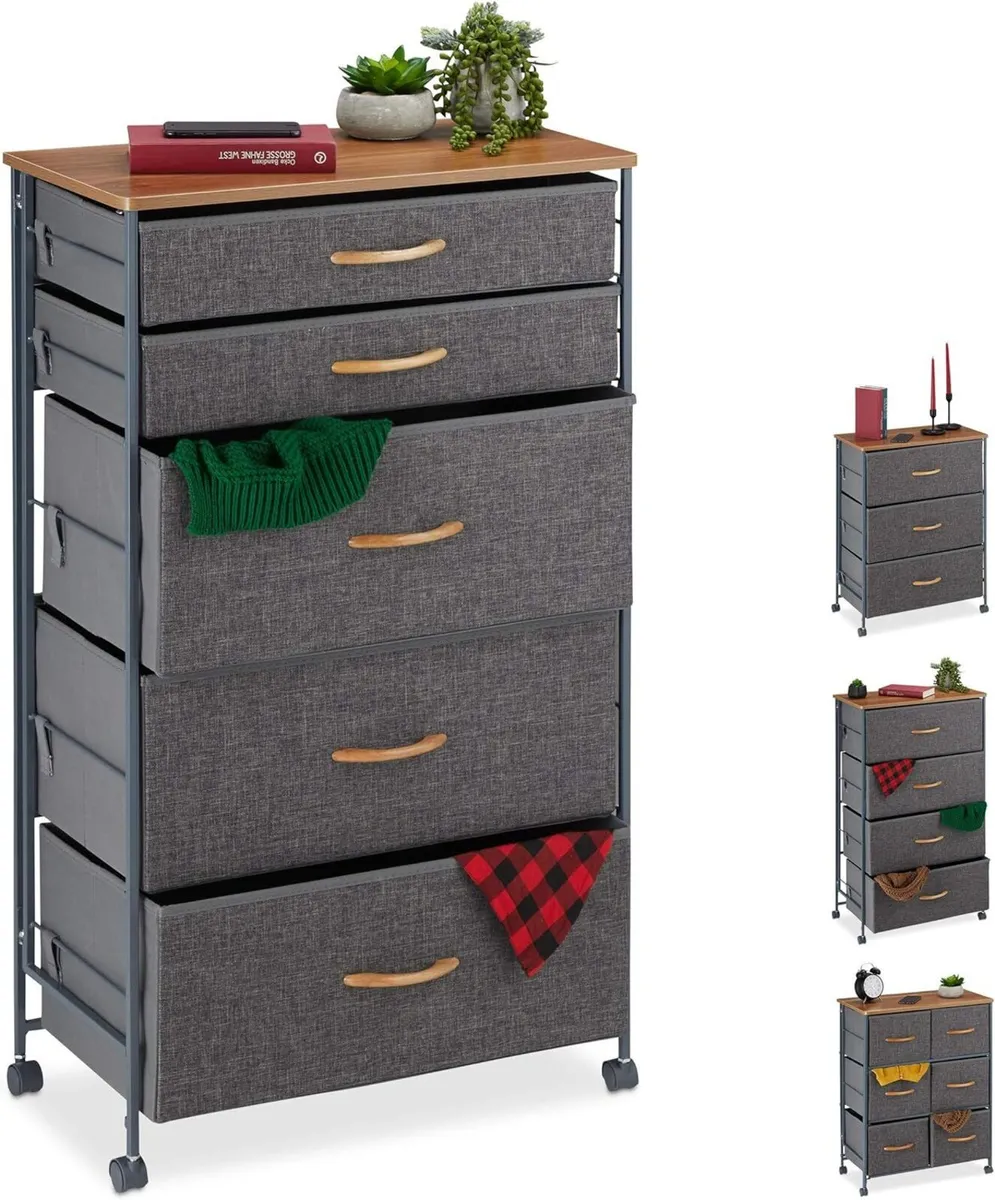 Chest of Drawers on Castors 5 Fabric Decor Stand - Image 1
