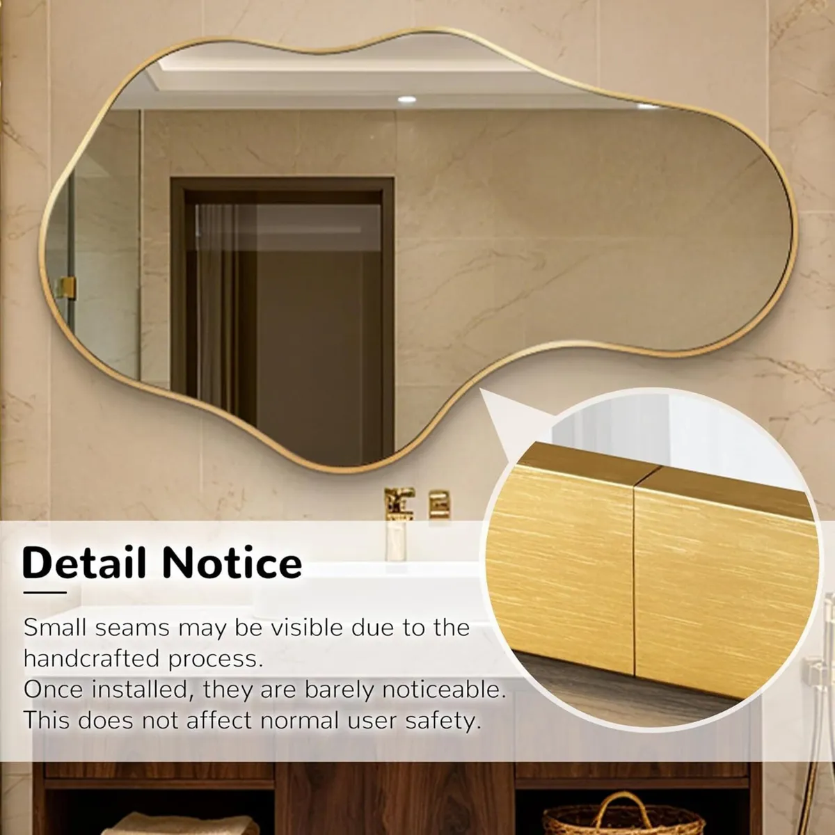 Irregular Wavy Framed Wall Mirror Abstract - Image 3