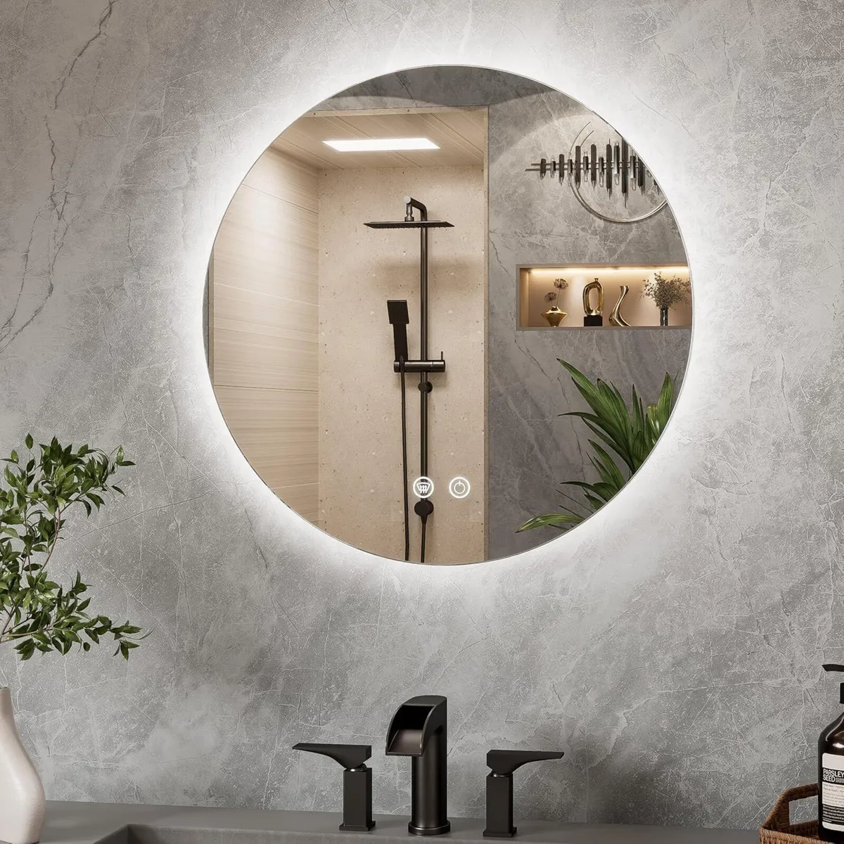 50cm Round LED Bathroom Mirror with Lights - Image 1