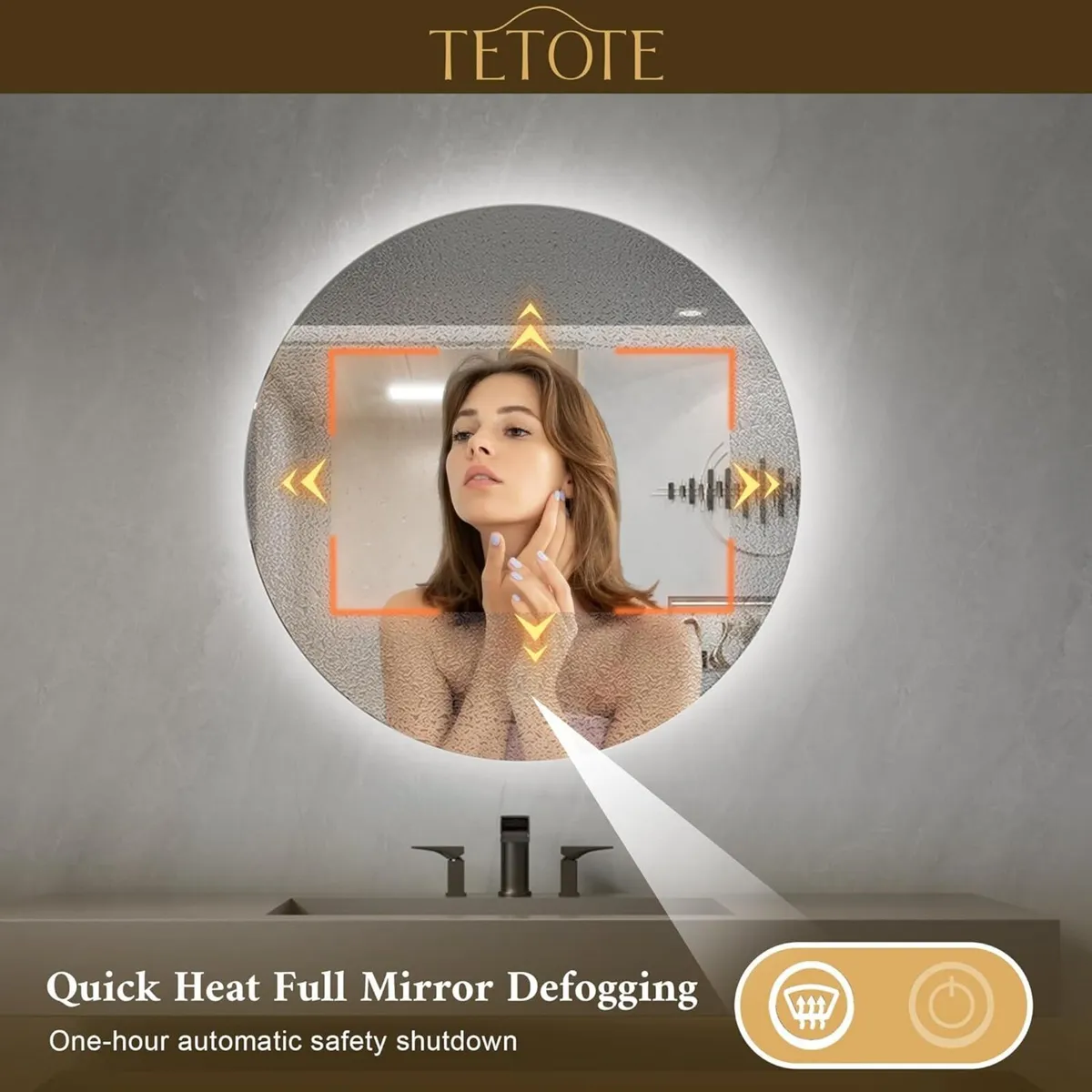 50cm Round LED Bathroom Mirror with Lights - Image 2