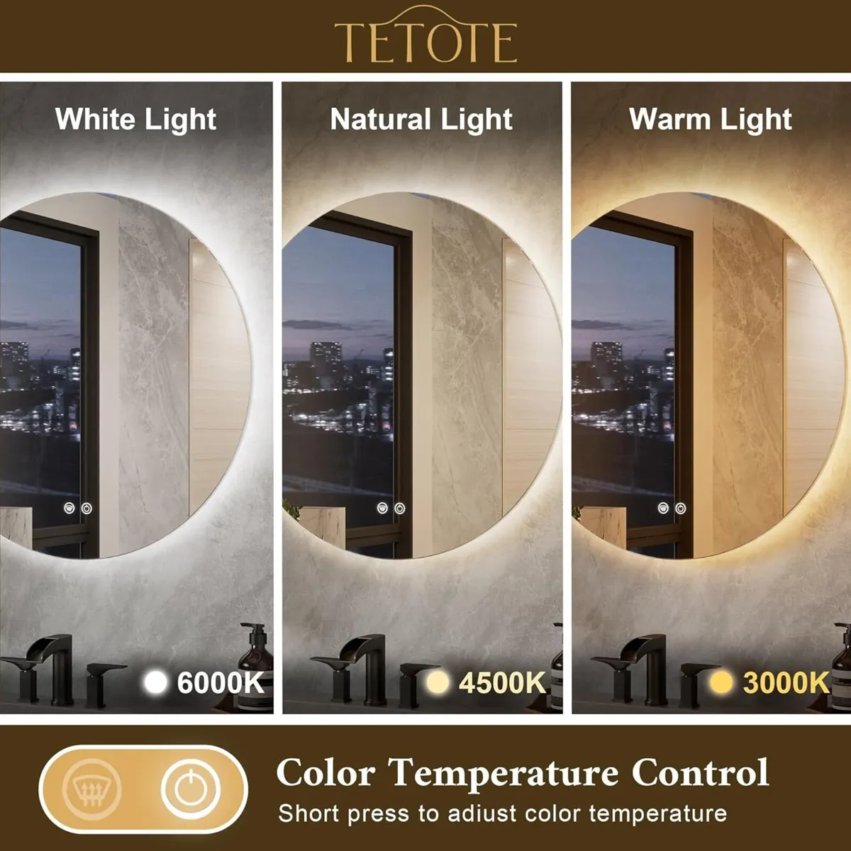 50cm Round LED Bathroom Mirror with Lights - Image 3