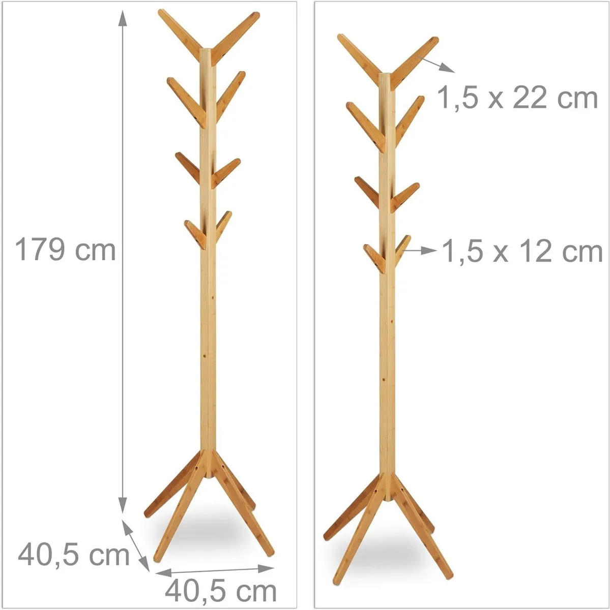 Bamboo Coat Rack Garment Stand with 8 Hooks - Image 3