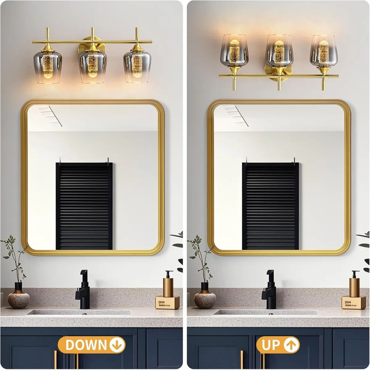 Bathroom Wall Light Fixtures over Mirror 3-Light - Image 4