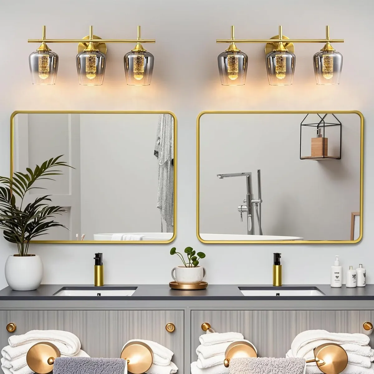 Bathroom Wall Light Fixtures over Mirror 3-Light - Image 2