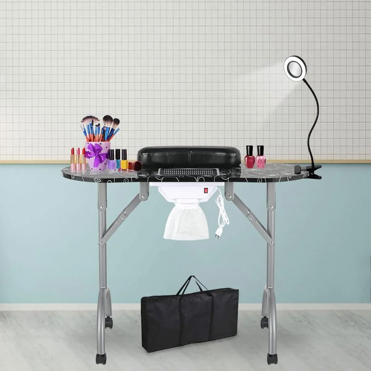 35''L Portable Foldable Vented Beauty Manicure - Image 1