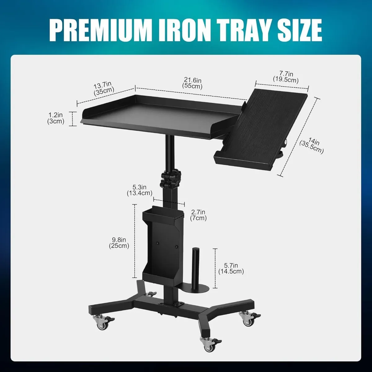 Tattoo Tray Cart on Wheels with Extension - Image 2