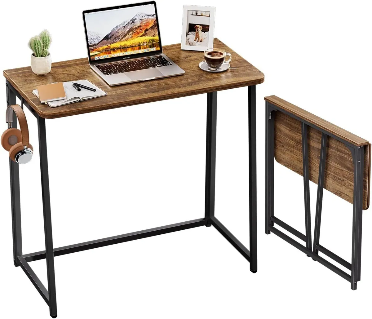 Folding Computer Desk Small Writing 80cm Space-Sav - Image 1