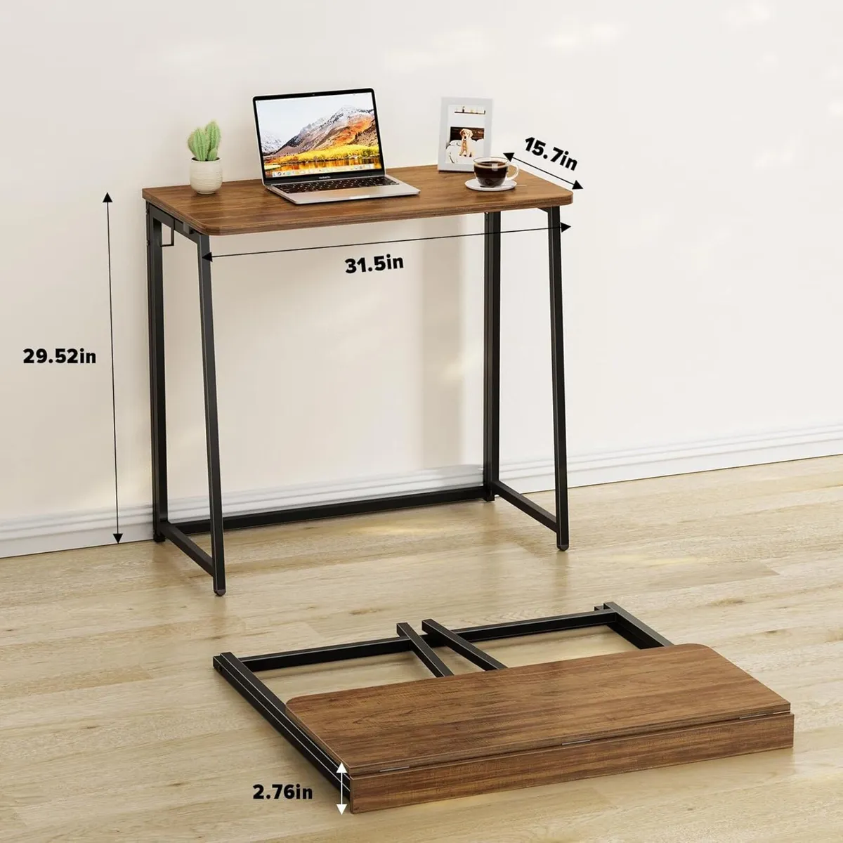 Folding Computer Desk Small Writing 80cm Space-Sav - Image 2