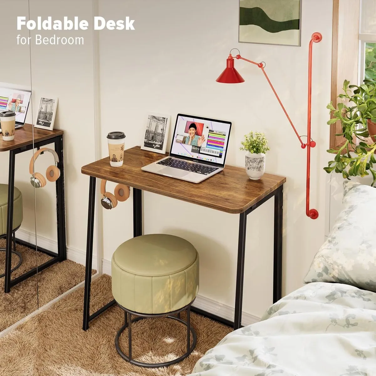 Folding Computer Desk Small Writing 80cm Space-Sav - Image 3