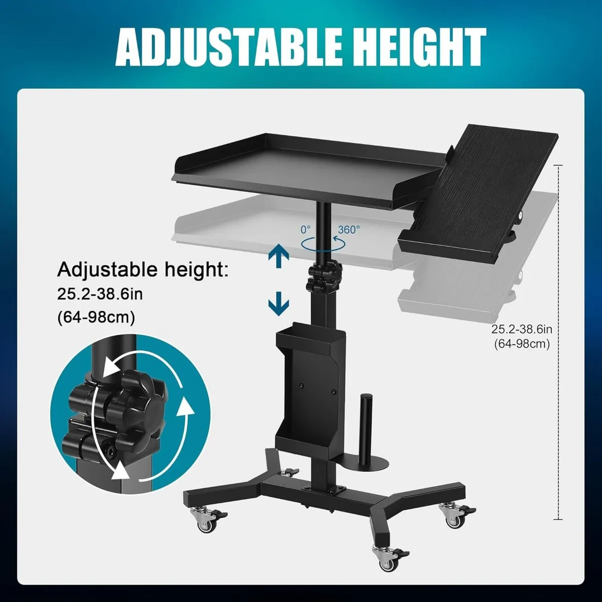 Tattoo Tray Cart on Wheels with Extension - Image 3