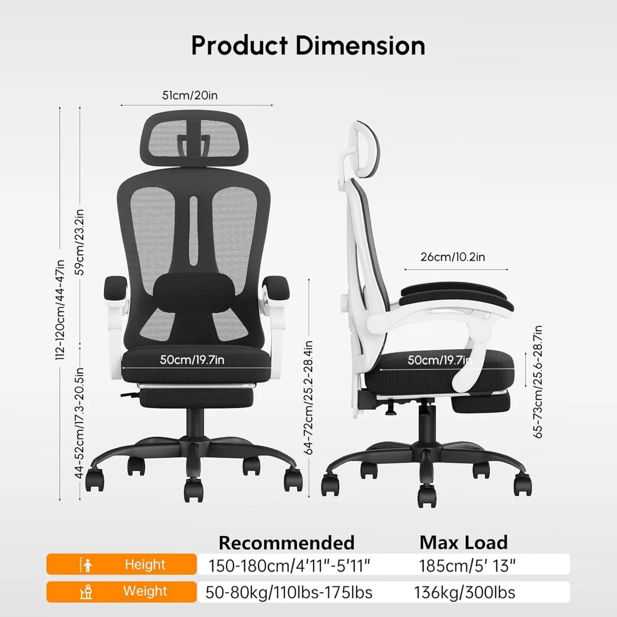 HapGIFT Ergonomic Office Chair Mesh Computer with - Image 2