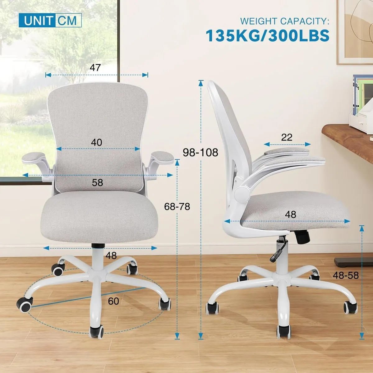 Home Office Desk Chair Ergonomic Computer with - Image 3