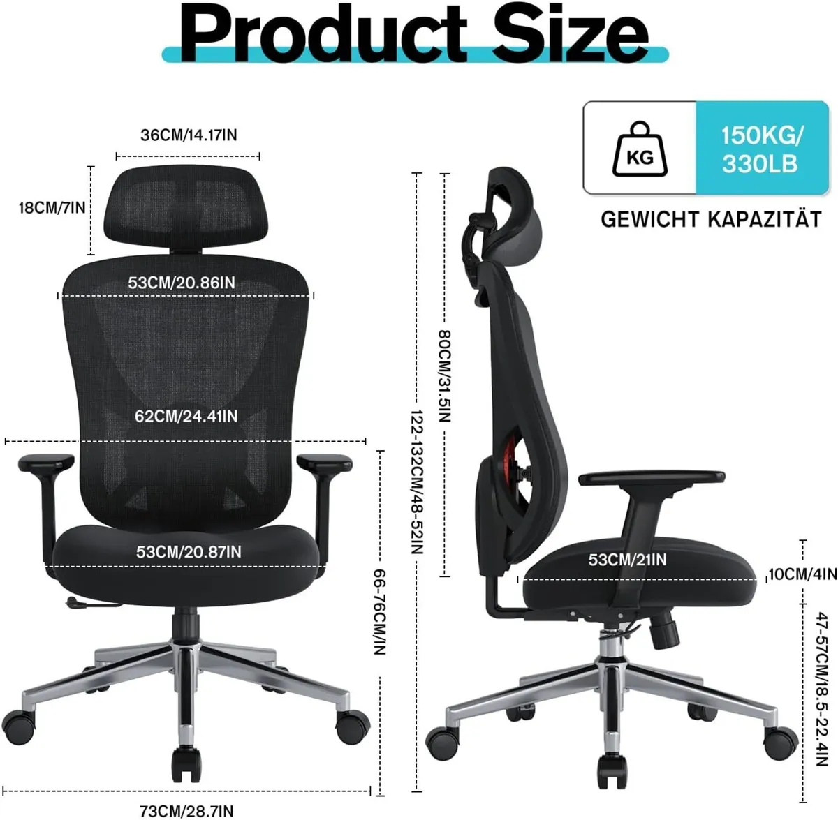Ergonomic Office Chair - Computer Desk with - Image 3