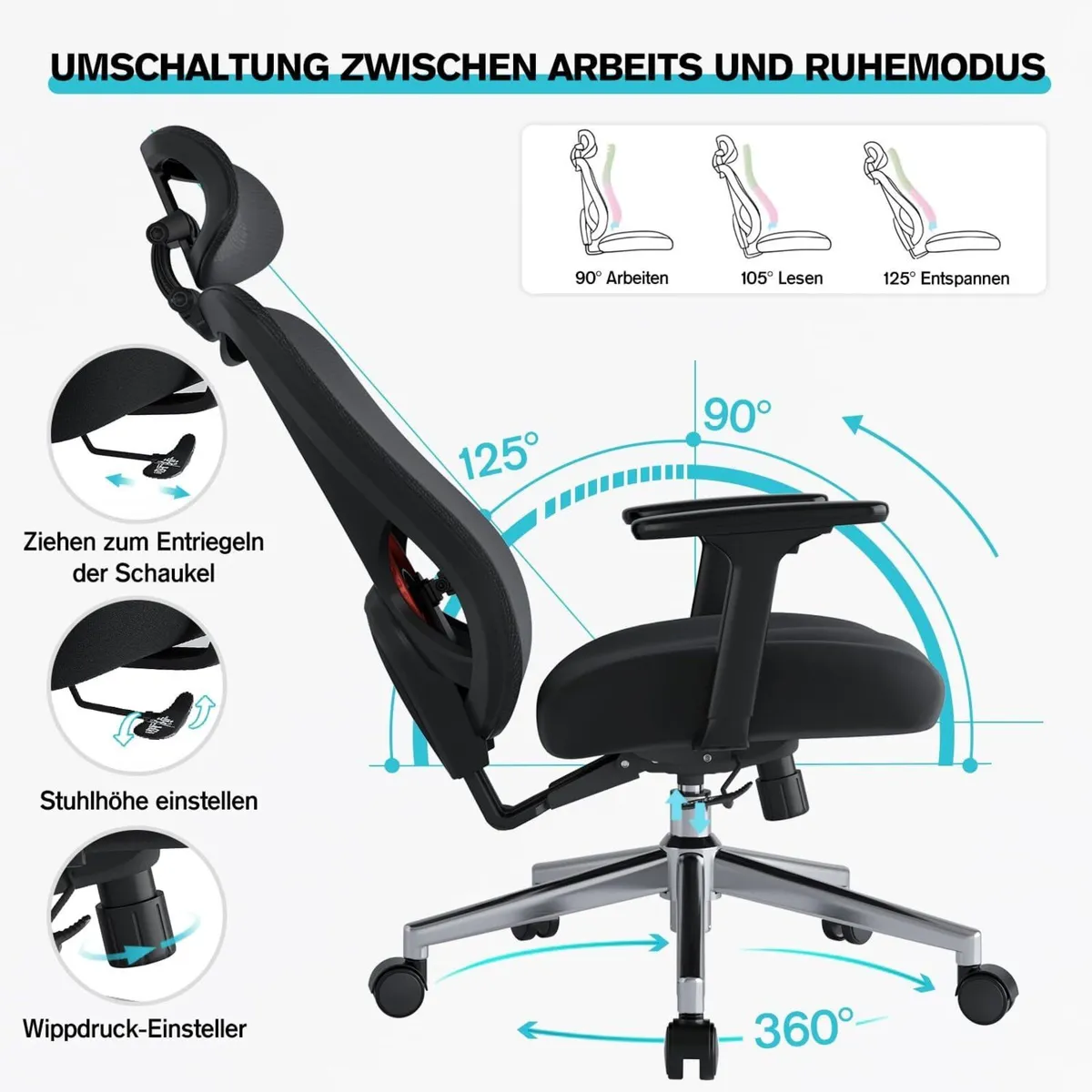 Ergonomic Office Chair - Computer Desk with - Image 4