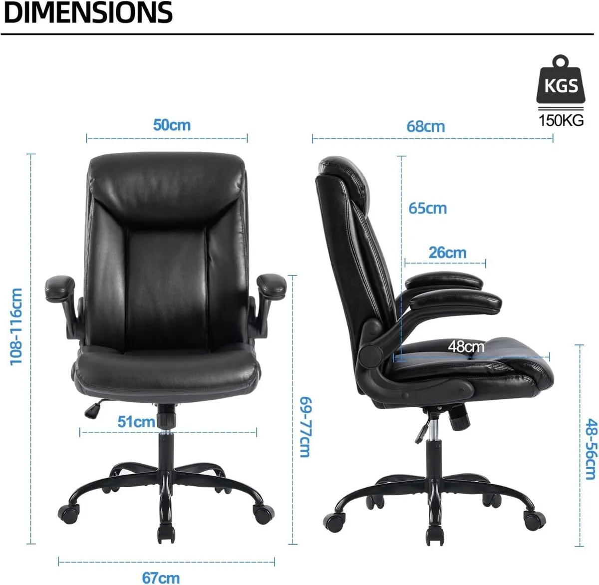 Ergonomic Leather Office Chair - High Back - Image 3