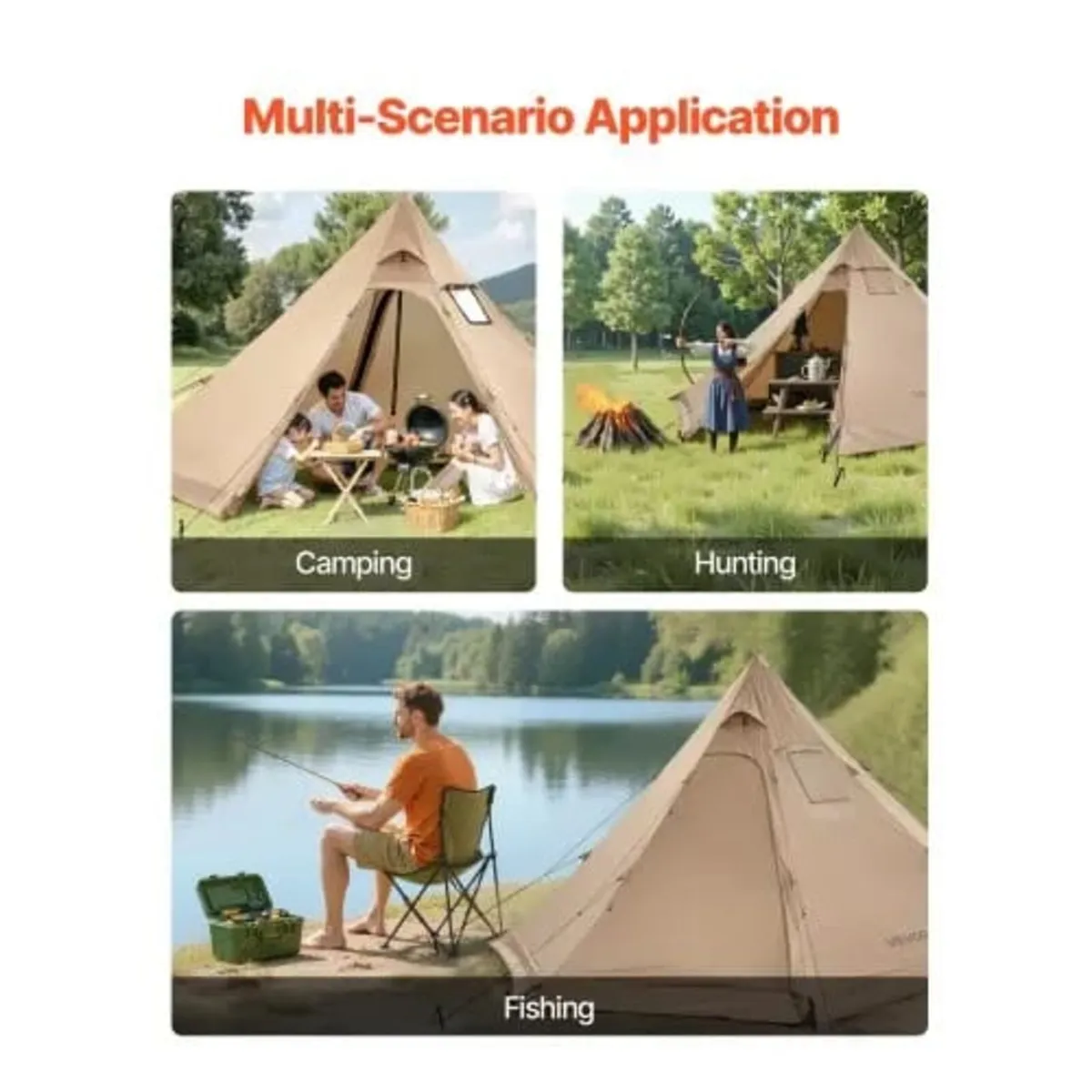 Hot Tent for 4 Persons, Camping Tipi Hot Tents wit - Image 4