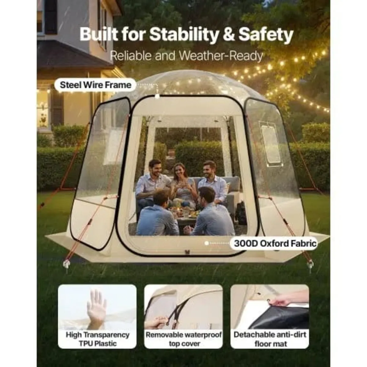 Pop up Bubble Tent, 3.05 x 2.75 m Waterproof & UV- - Image 4