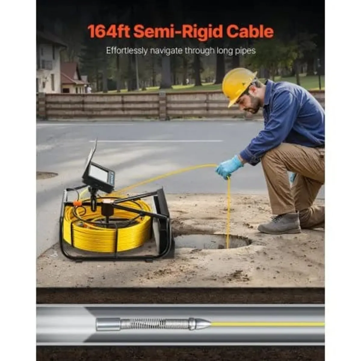 Sewer Camera, 98 ft/30 m, 4.3-inch Drain Inspectio - Image 3