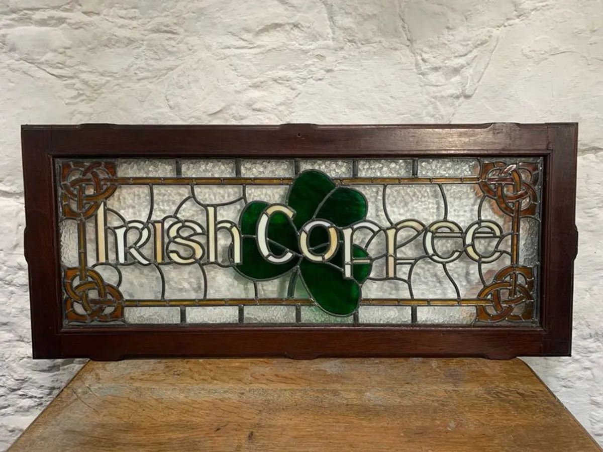 Exceptional Large antique Irish Stained Glass Panel. - Image 1