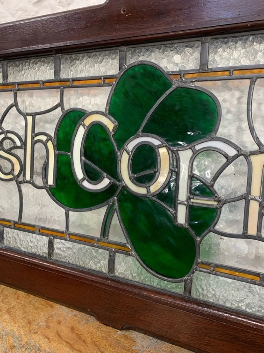 Exceptional Large antique Irish Stained Glass Panel. - Image 2
