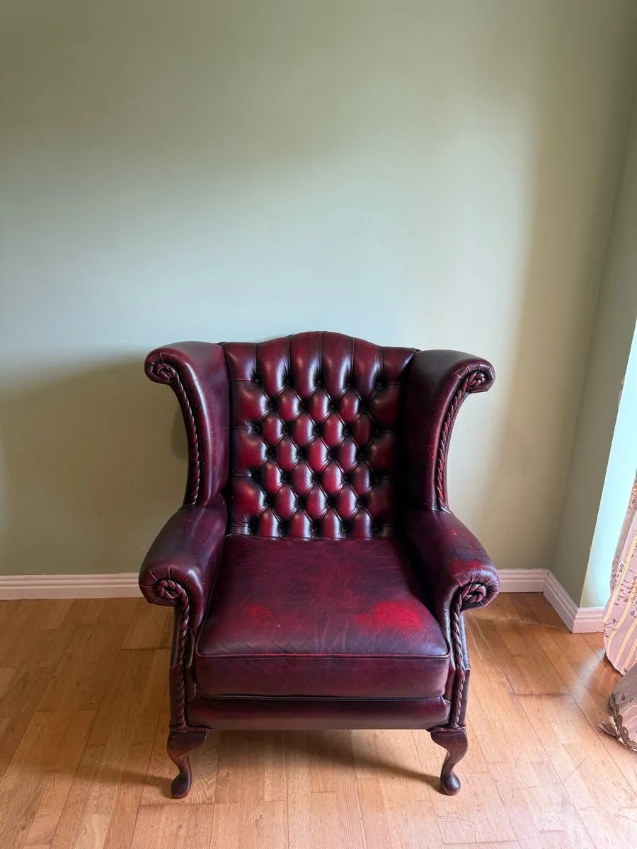 Oxblood Chesterfield armchair - Image 1