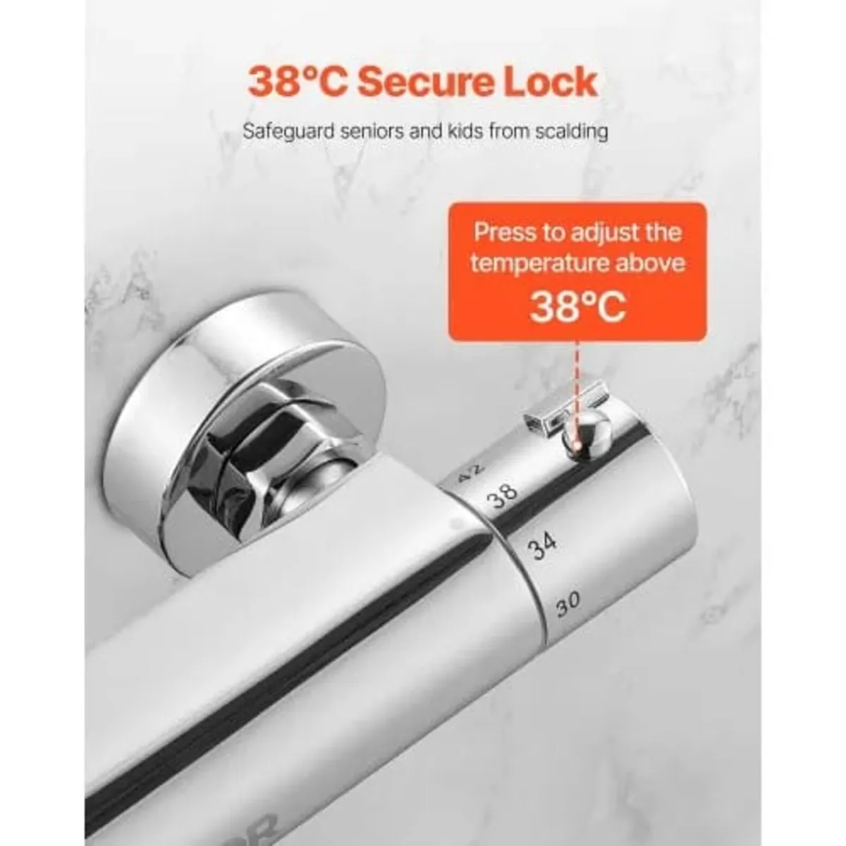 Thermostatic Shower Faucet Valve, 38℃ Secure Lock - Image 2