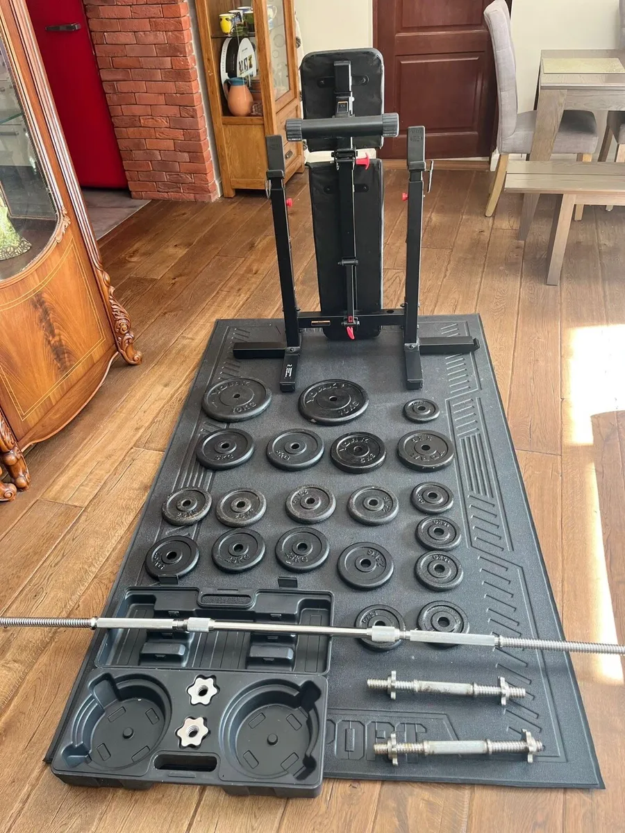 Bench barbell dumbbells and weights - Image 2