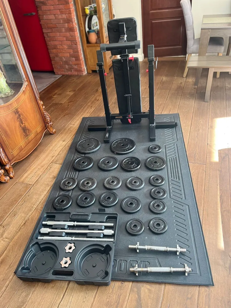 Bench barbell dumbbells and weights - Image 4