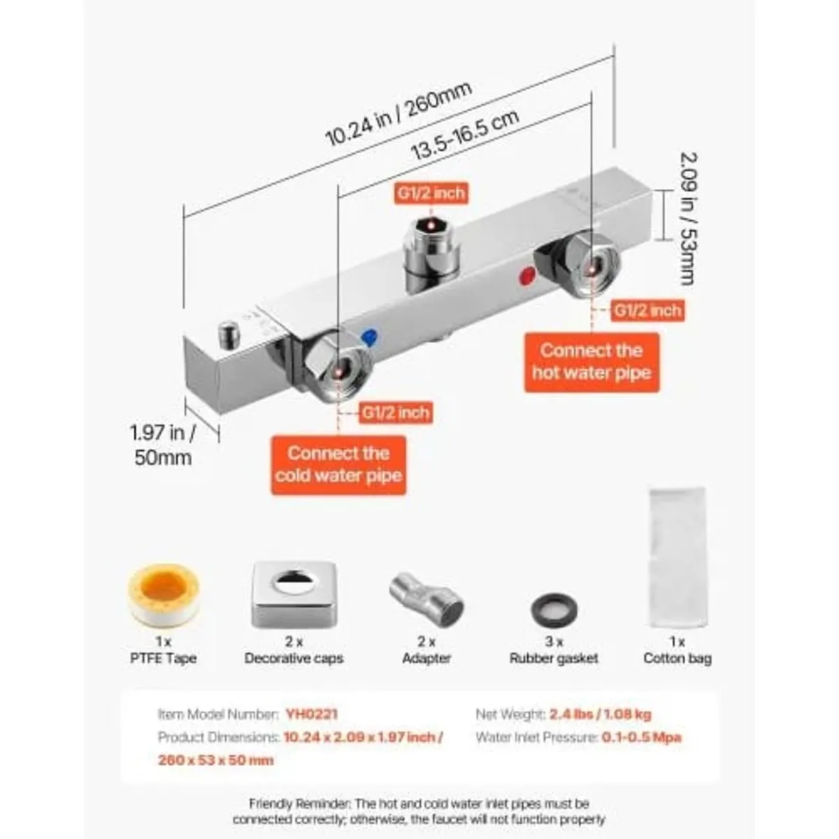 Thermostatic Shower Faucet Valve, 38℃ Secure Lock - Image 2