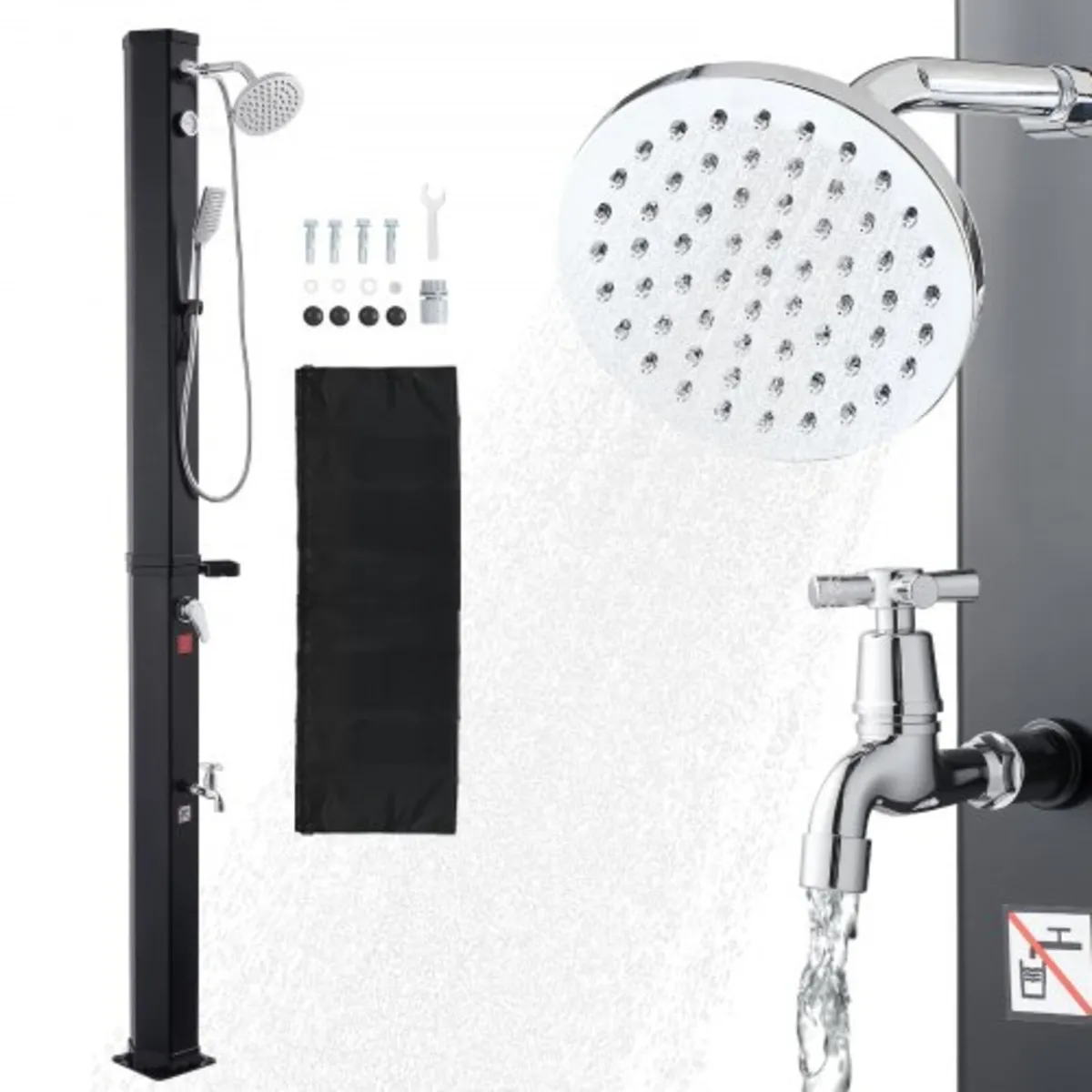 40L Solar Heated Shower, 205cm Showerhead Height O - Image 1