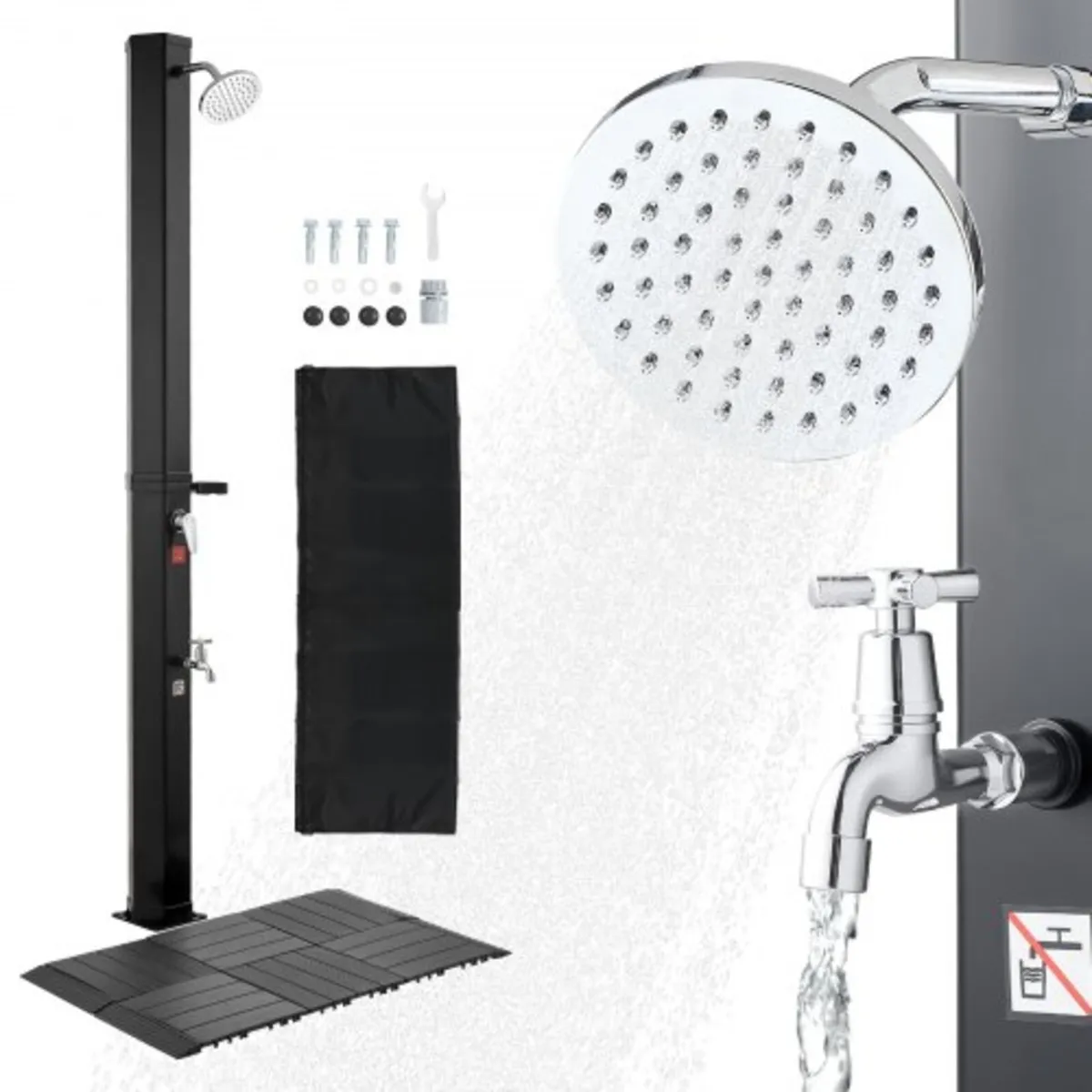 35L Solar Heated Shower, 195cm Showerhead Height O - Image 1