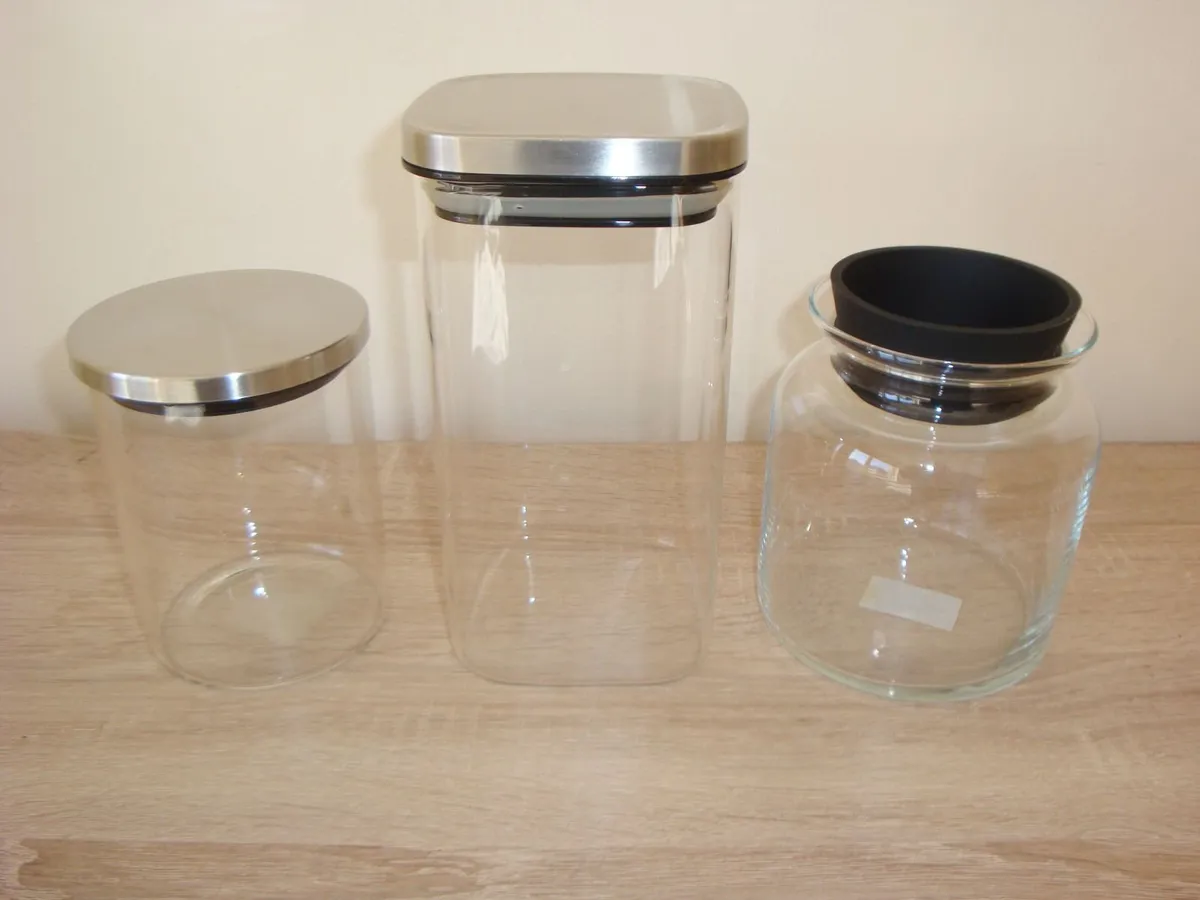 3 glass containers jars - Image 1