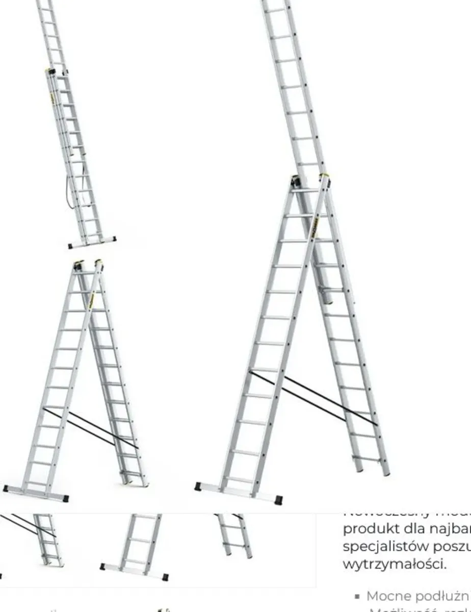 PRO 3-Section Aluminum Ladder, 3x12 Rungs - Image 1