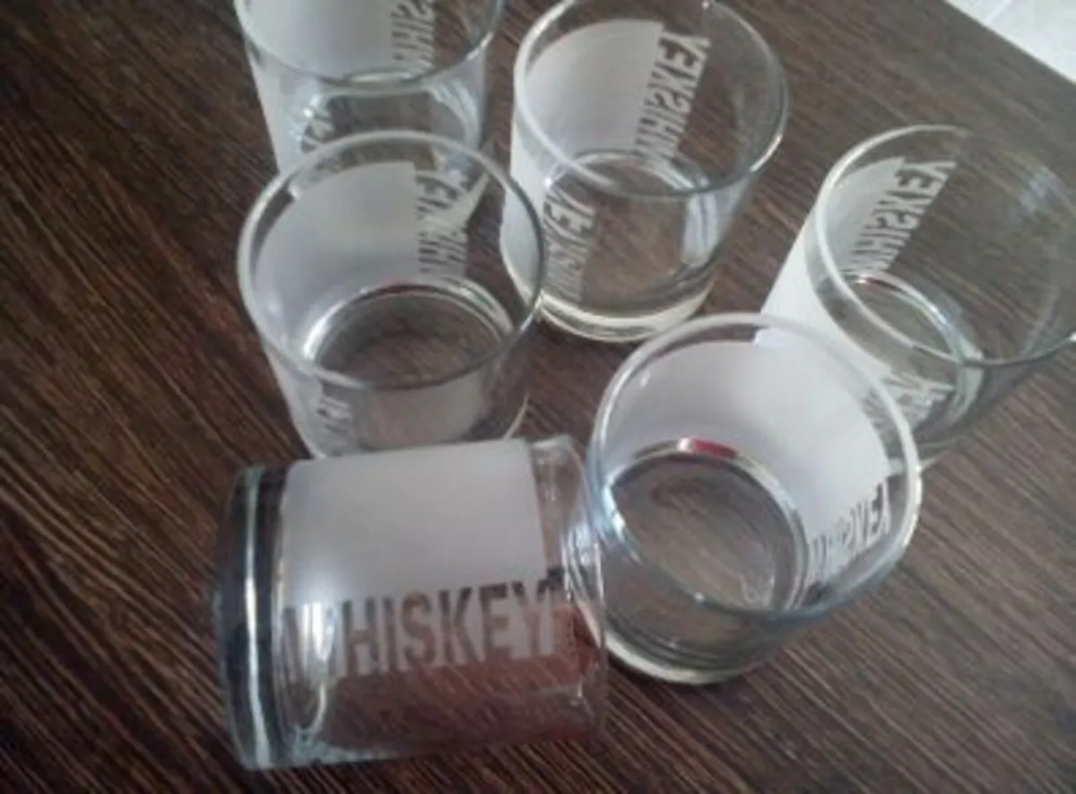 Clear Glass and Opaque Effect Whiskey Glasses.