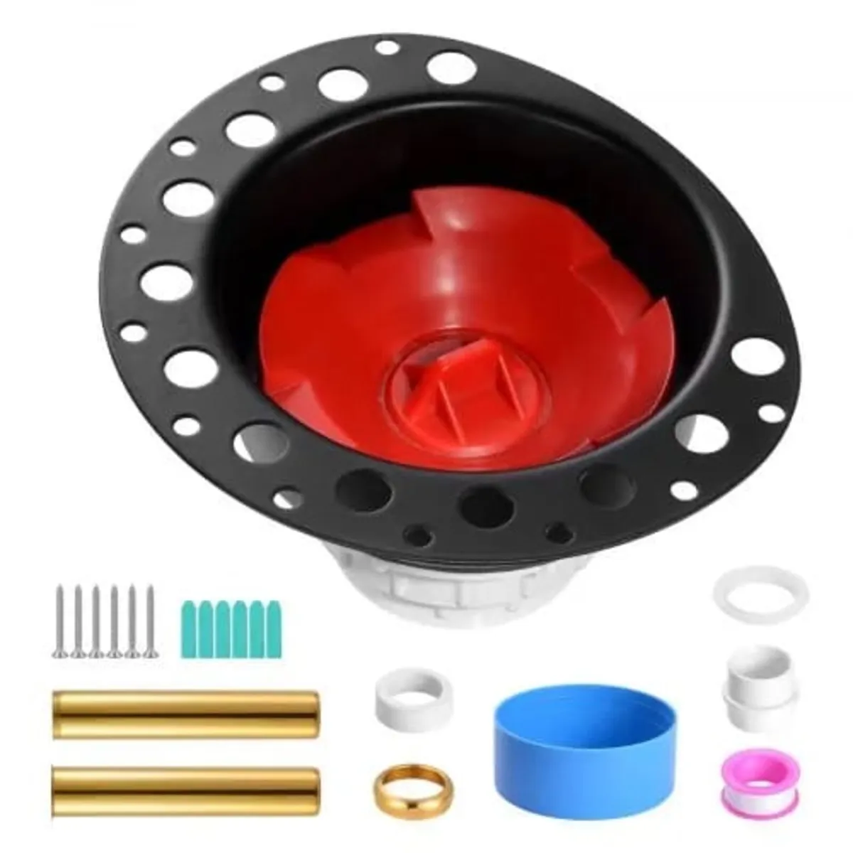 PVC Freestanding Tub Drain Kit, 2 Brass Tail Pipes - Image 1