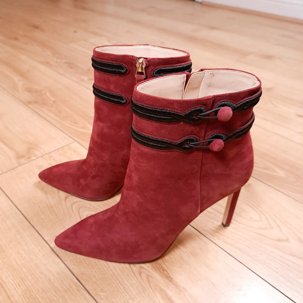 Nine West Red Suede Ankle Boots 5.5UK/38.5EU/8US - Image 1