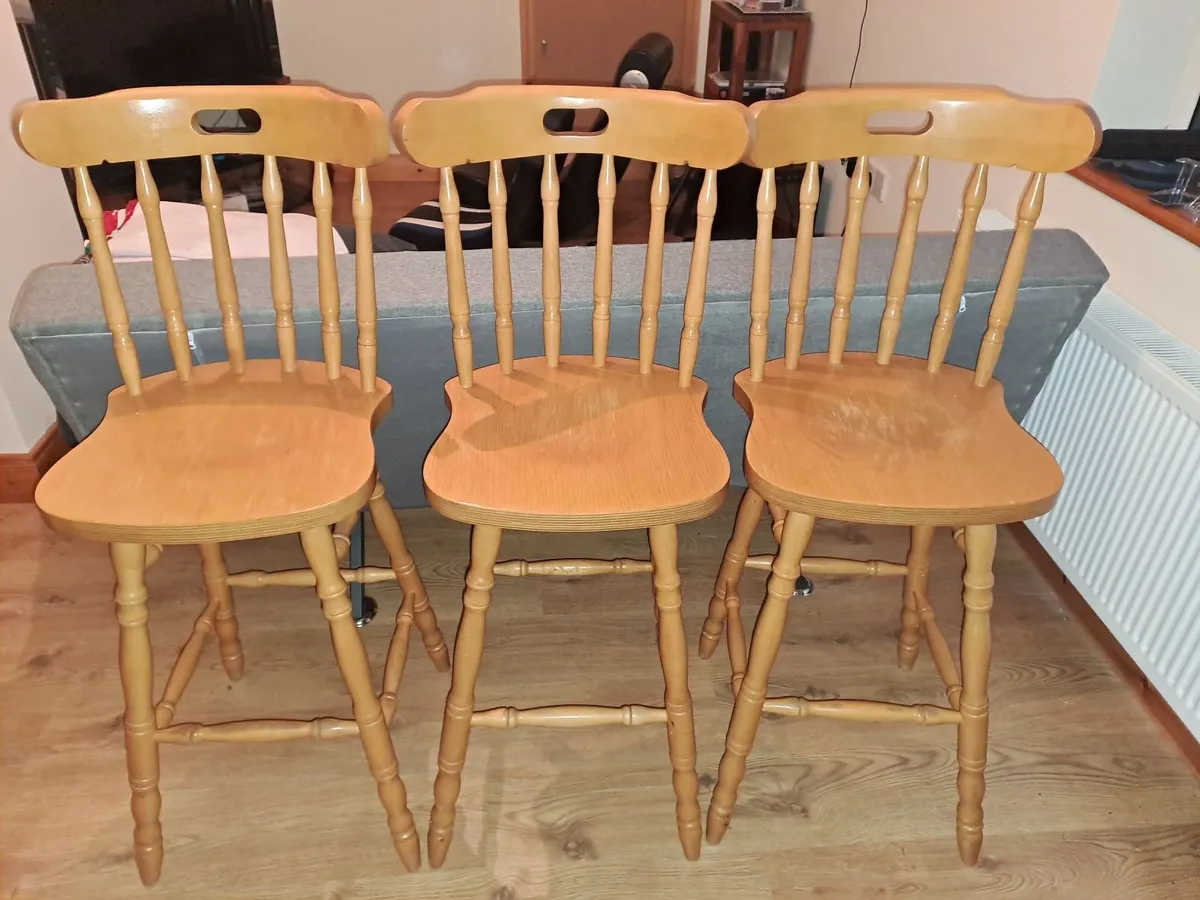Wooden High Stools - Image 1