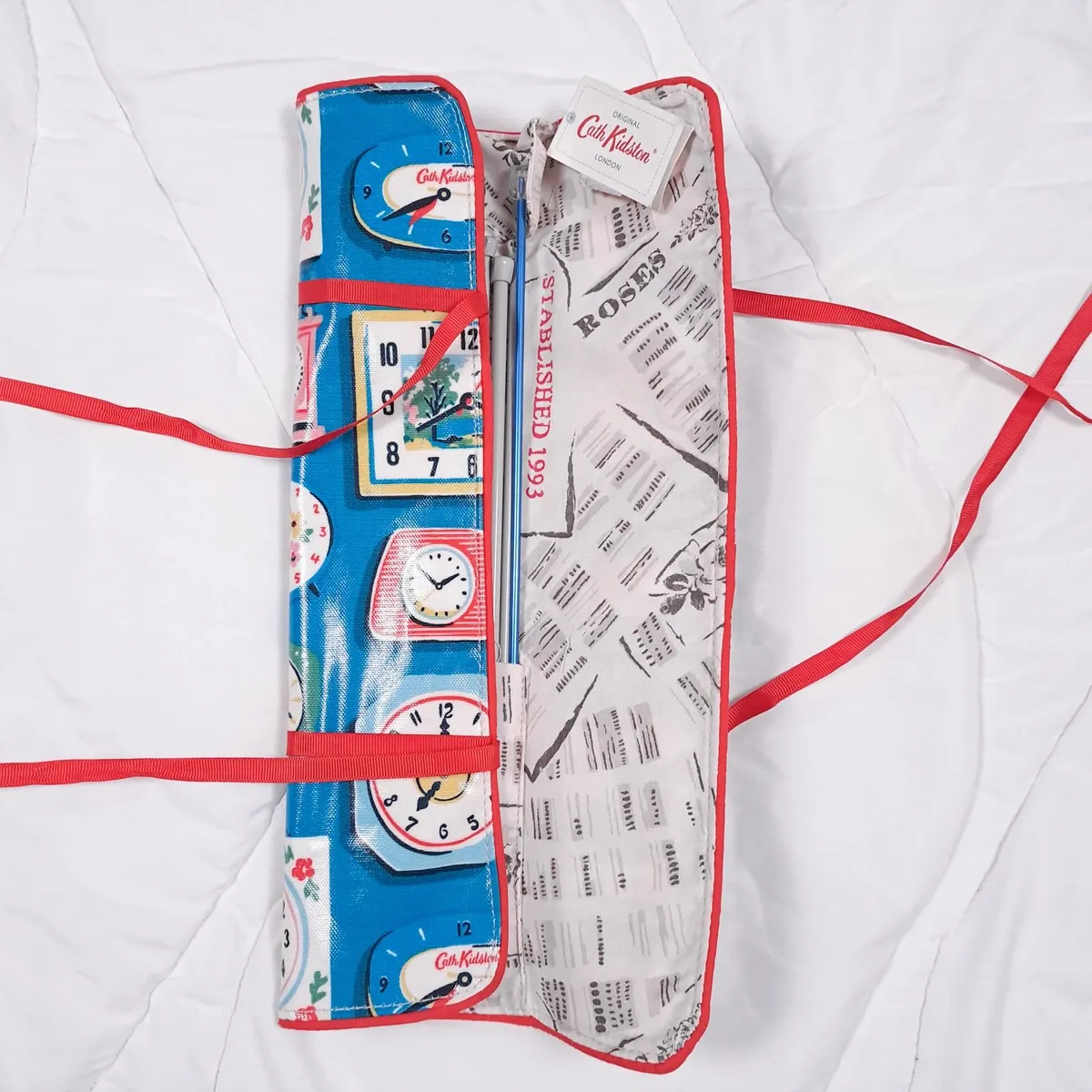 Cath Kidston Blue Clock Knitting Oilcloth Roll - Image 1