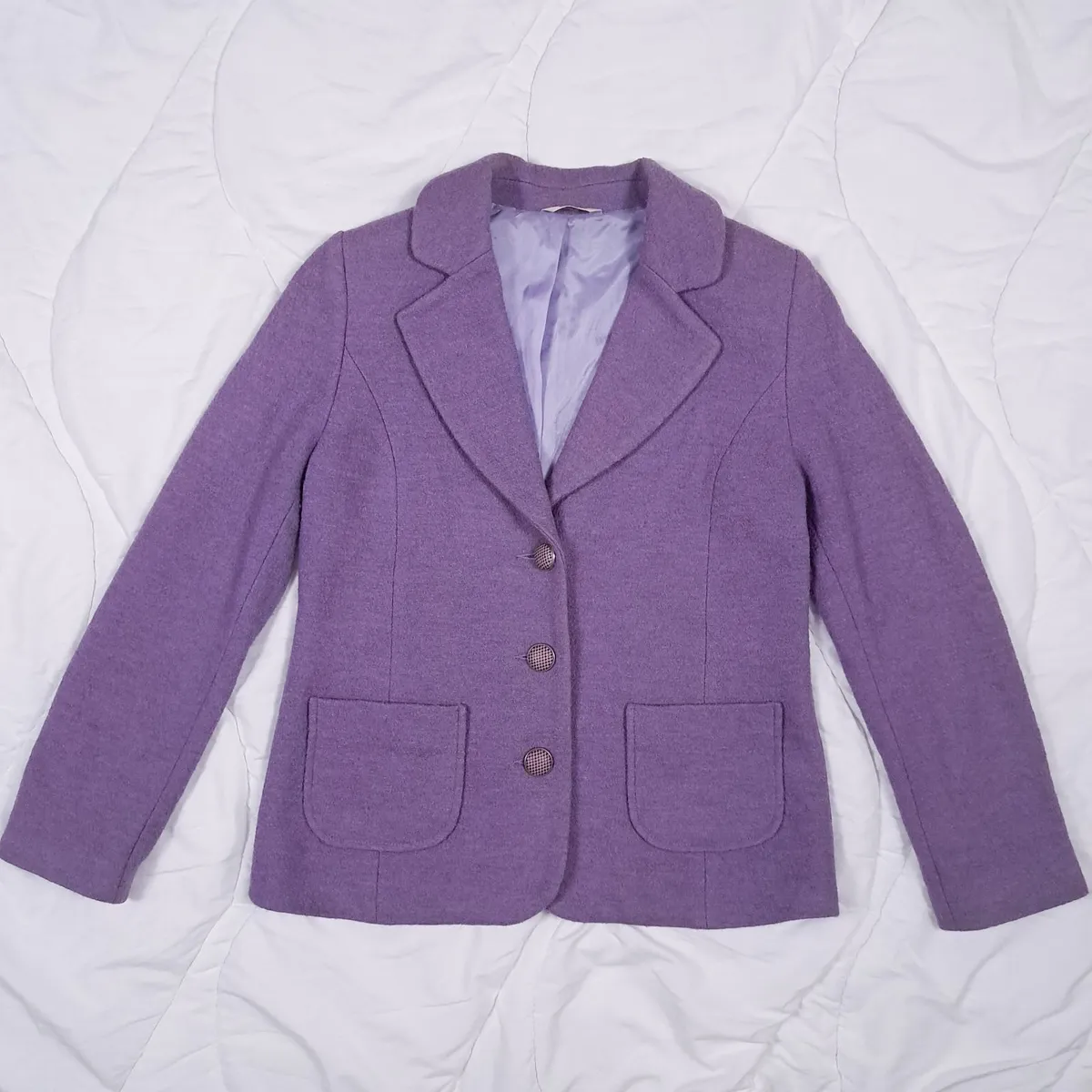 Avalon Lilac Purple Boucle Wool Jacket Blazer 12UK - Image 1