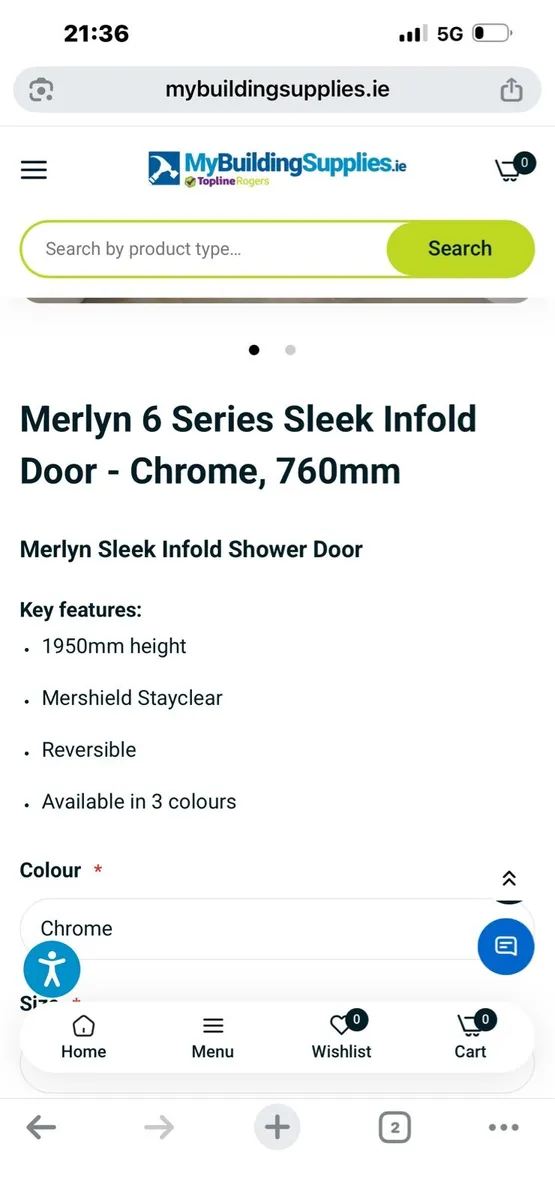 Merlyn 6 Series Infold door 760mm - Image 2