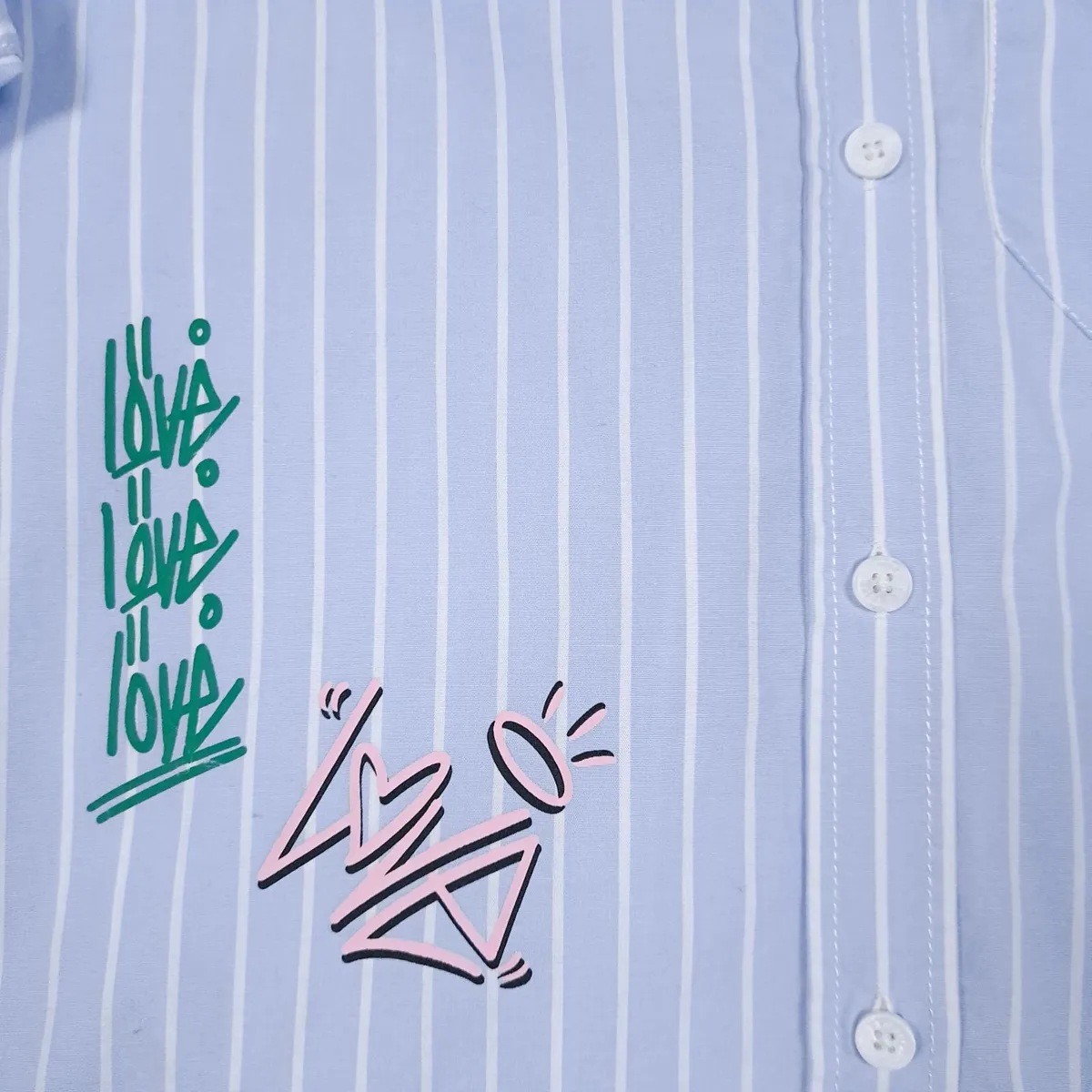 Zadig Voltaire Blue White Striped Graphic Shirt XS - Image 2