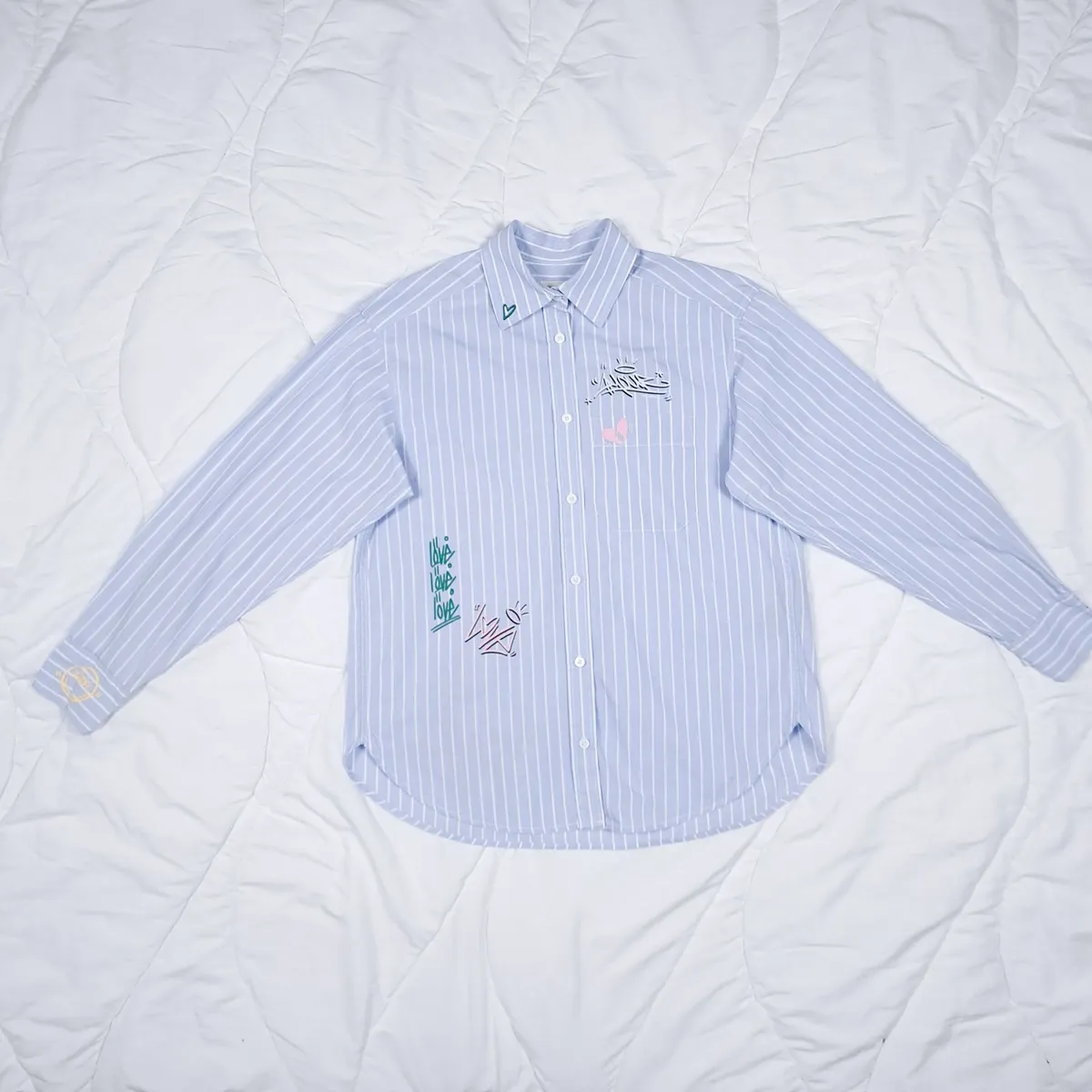 Zadig Voltaire Blue White Striped Graphic Shirt XS - Image 1