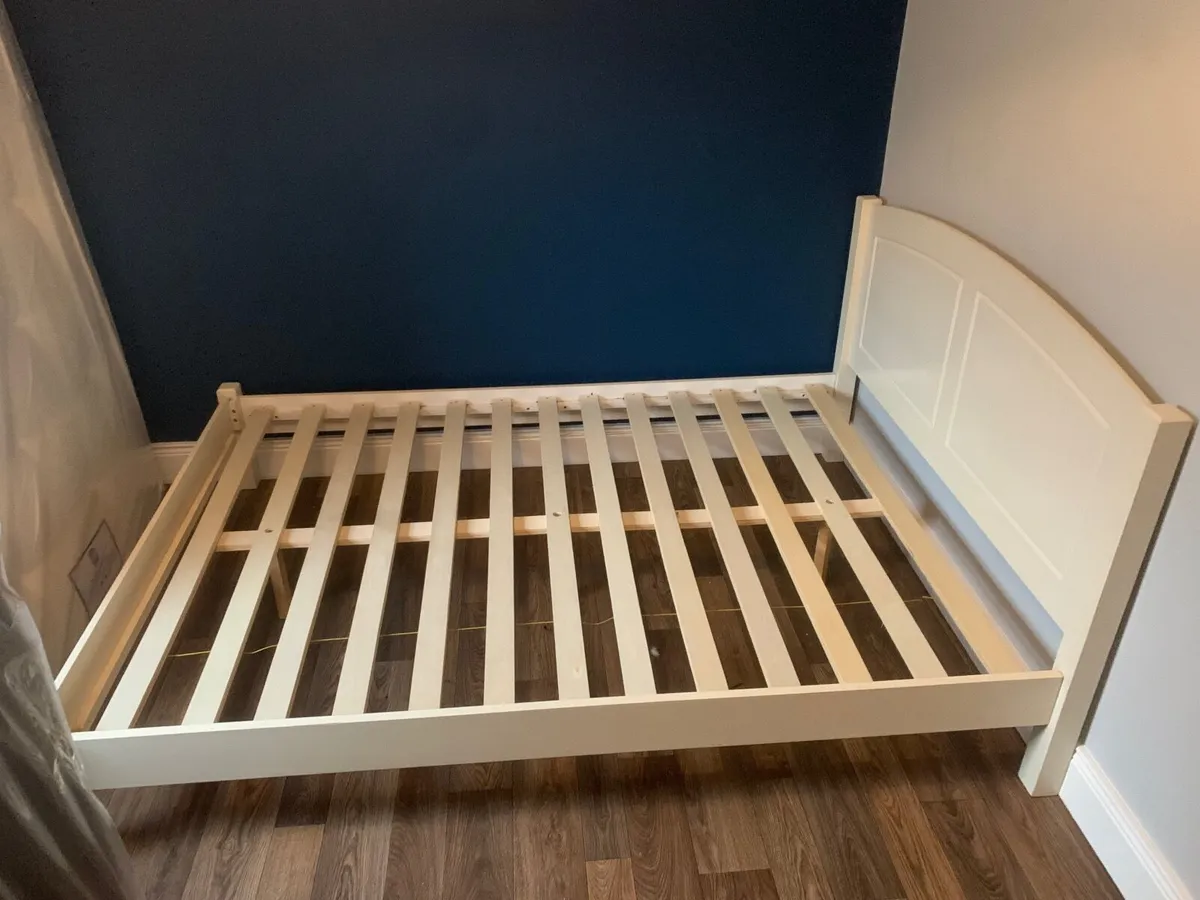 Double Bed Frame (White) and Mattress - Image 4