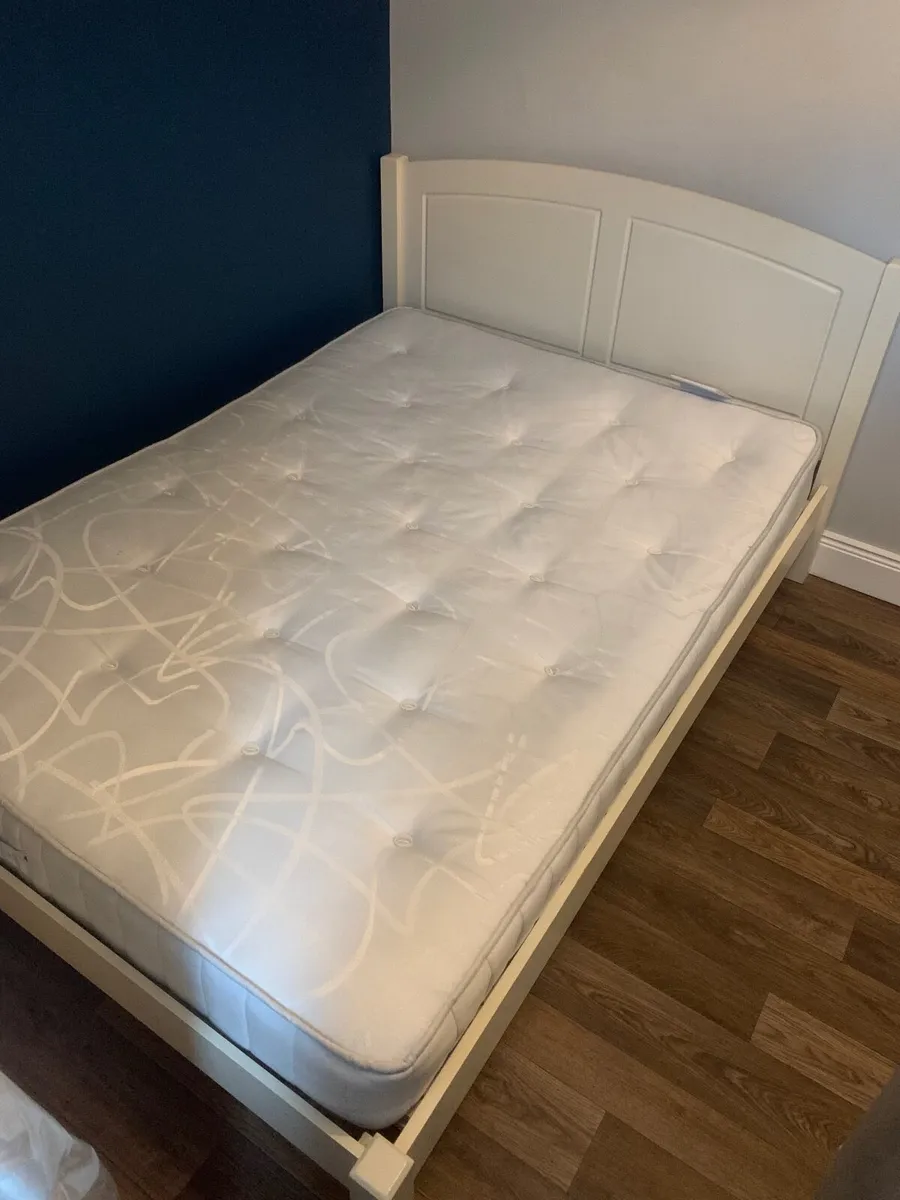 Double Bed Frame (White) and Mattress - Image 3