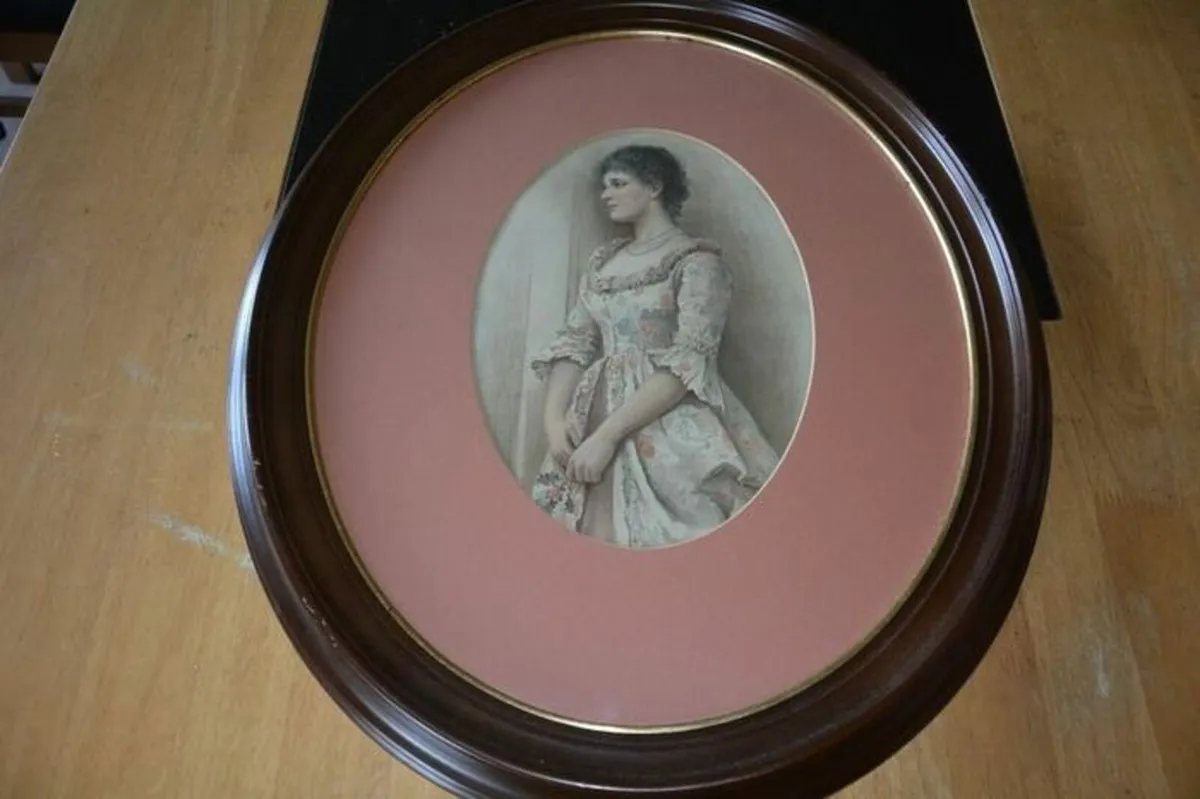 Vintage large oval picture - Image 2