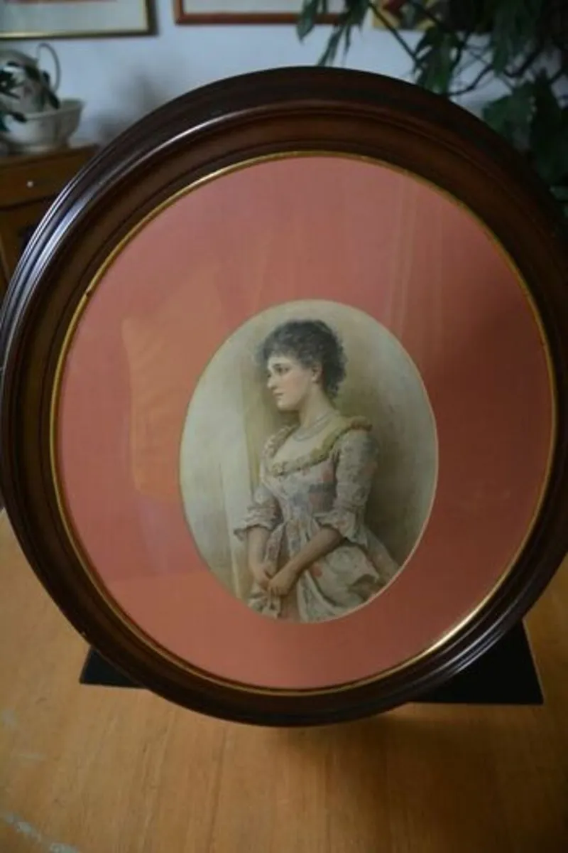 Vintage large oval picture - Image 3