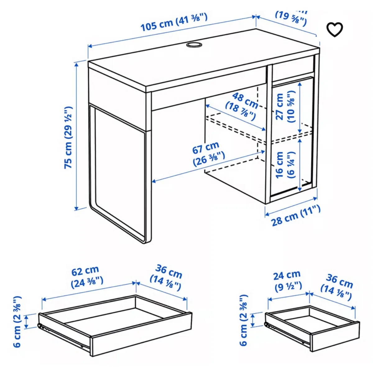 IKEA Office desk with storage in excellent conditi - Image 3